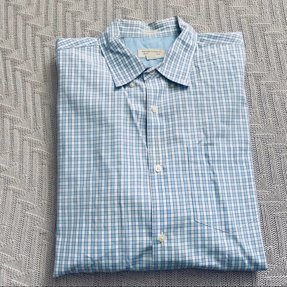 Banana Republic blue gingham button down